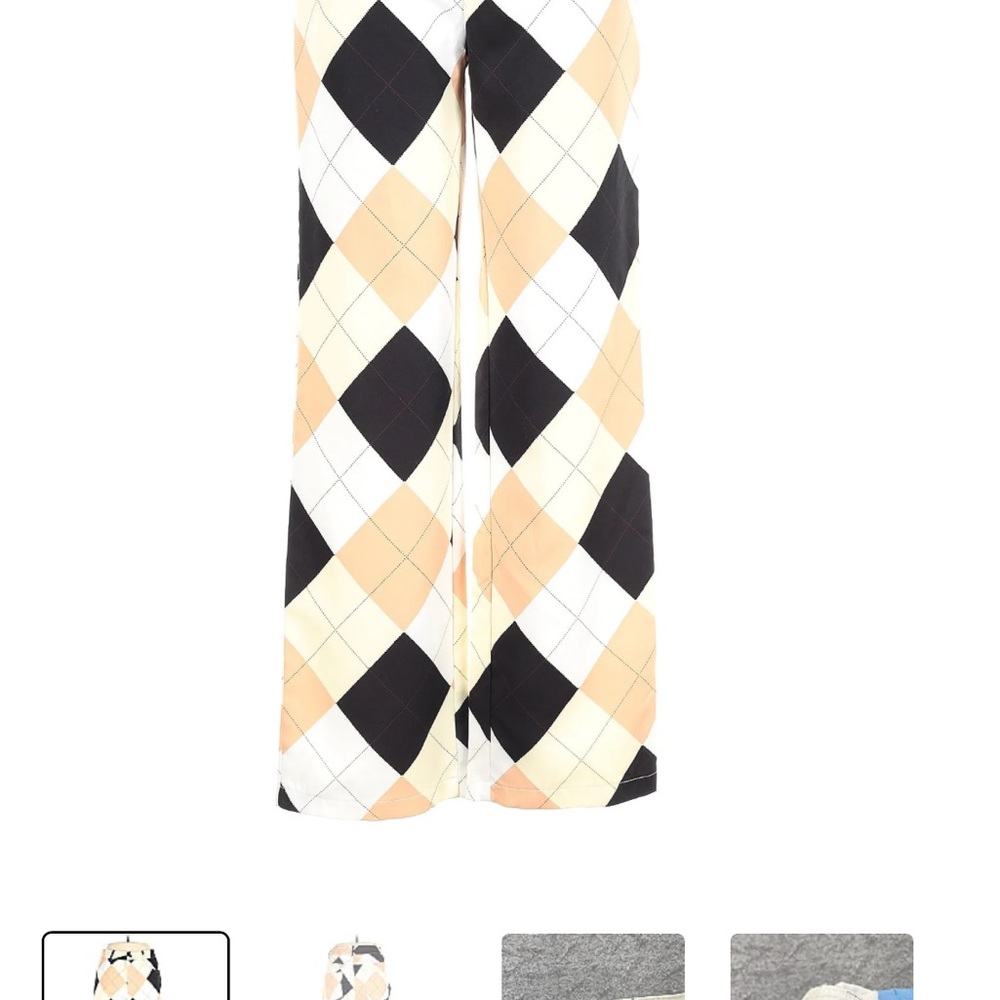 Birdies Argyle Pattern Pants in Black, Cream, and Tan